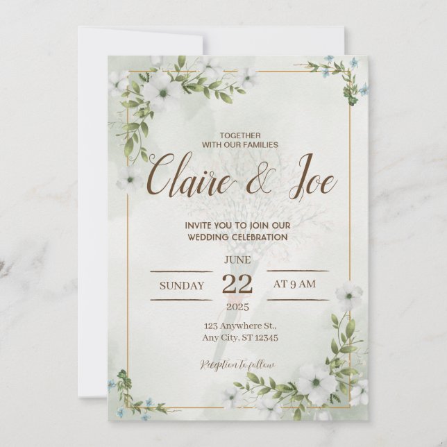 Convite para Casamento Natural Verde (Frente)