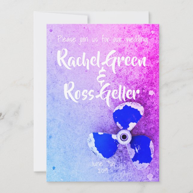 Convite para casamento náutico da Vintage (Frente)