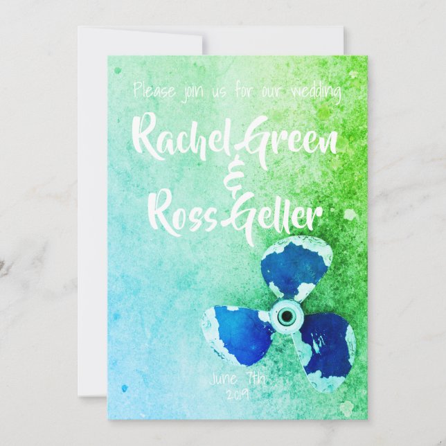 Convite para casamento náutico da Vintage (Frente)