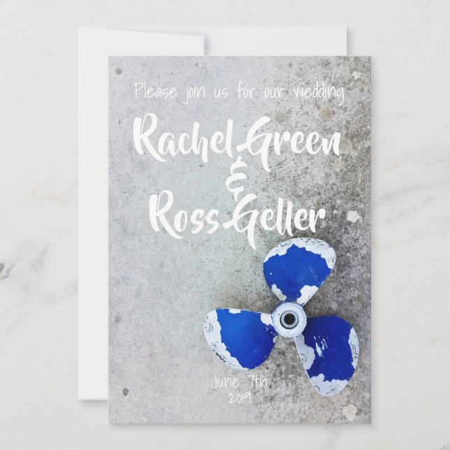 Convite para casamento náutico da Vintage (Frente)