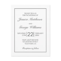 Convite para Casamento Negro Branco Minimalista Mo