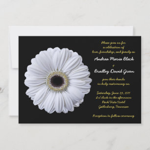 Convite para Casamento Negro de Gerbera Daisy Whit
