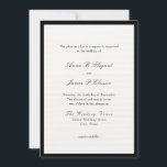 Convite para Casamento Negro de Script Clássico<br><div class="desc">Convite de casamento elegante com roteiro clássico e texto simples. Introdução geral: o prazer de sua empresa é pedido no casamento de...  Texto preto sobre fundo branco dentro de uma borda preta. As costas são pretas.</div>