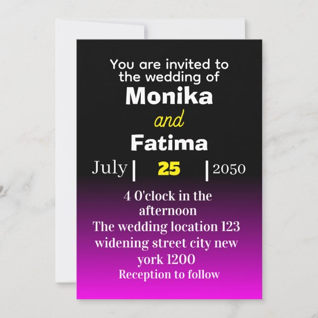 Convite para Casamento Negro e Azul Elegante (Frente)