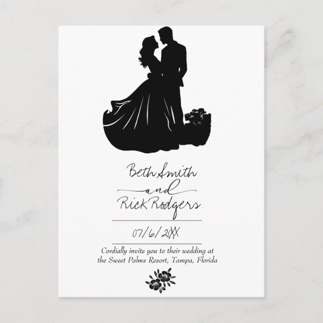 Convite para Casamento Negro e Branco (Frente)