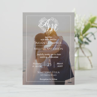 Convite para Casamento Negro e Branco com Foto