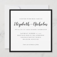 Convite para Casamento Negro e Branco de Elegância