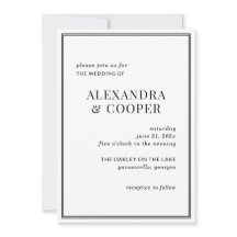 Convite para Casamento Negro e Branco Elegante