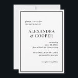 Convite para Casamento Negro e Branco Elegante<br><div class="desc">Um convite de casamento elegante,  preto e branco,  é perfeito para um casamento clássico ou minimalista. Simplesmente personalize texto e detalhes. Para mais luxo,  impressão no estoque de cartão metálico. Coincide com itens na Suite de Casamento Preto e Branco Moderno.</div>