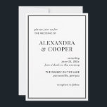 Convite para Casamento Negro e Branco Elegante<br><div class="desc">Um convite de casamento elegante,  preto e branco,  é perfeito para um casamento clássico ou minimalista. Simplesmente personalize texto e detalhes. Para mais luxo,  impressão no estoque de cartão metálico. Coincide com itens na Suite de Casamento Preto e Branco Moderno.</div>