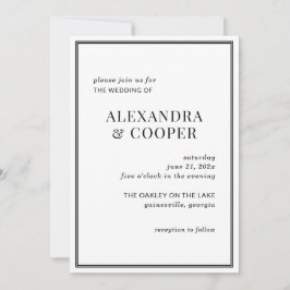 Convite para Casamento Negro e Branco Elegante