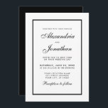 Convite para Casamento Negro e Branco Elegante Mod<br><div class="desc">Cartão de Convite Branco e Preto Moderno Elegante,  Mas Simples Casamento - Preto</div>