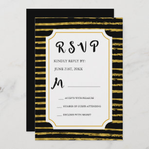Convite para Casamento Negro e Faux Gold Foil