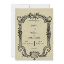 Convite para Casamento Negro e Verde Clássico