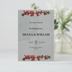 Convite para casamento negro elegante com flores v