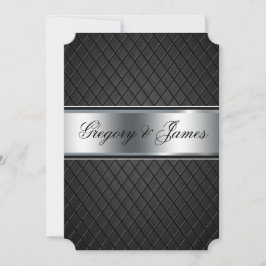 Convite para Casamento, Negro Elegante e Prata