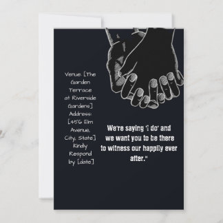 convite para casamento negro vetor de mãos simples