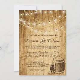 Convite para casamento no campo com botas Cowboy