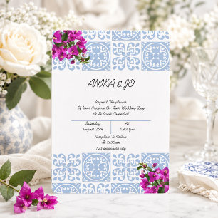 convite para casamento no estilo azul romântico it