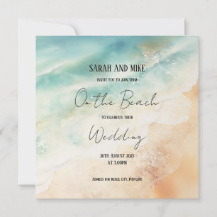 Convite para casamento no formato da praia