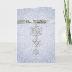 Convite para Casamento no inverno Azul Damask & Sn