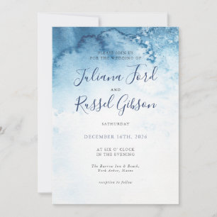 Convite para Casamento no inverno Azul de Cores Aq