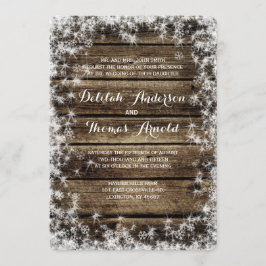 Convite para Casamento no inverno de madeira de ro