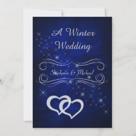 Convite para Casamento no inverno Elegante Blue Si