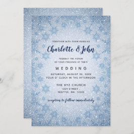 Convite para casamento no inverno Glitter Blue Sno