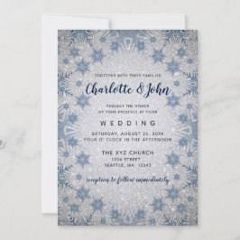 Convite para casamento no inverno Glitter Blue Sno