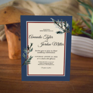 Convite para Casamento no inverno Pine Blue