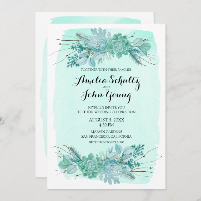 Convite para Casamento no inverno Russo Verde 5x7 (Frente/Verso)