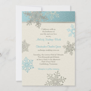 Convite para Casamento no inverno Silver Blue Snow