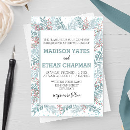 Convite para Casamento no inverno Snowfall Ferns