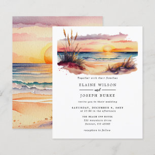 Convite para Casamento no Mar de Praia de Sunset B