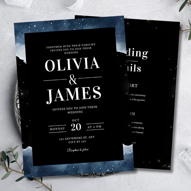 Convite para casamento noturno estrelado, céu notu (Criador carregado)