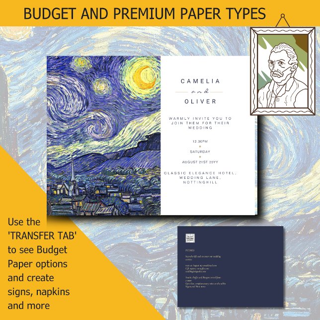 Convite para casamento noturno Van Gough Starry (Van Gough Starry Night Wedding Invitations)