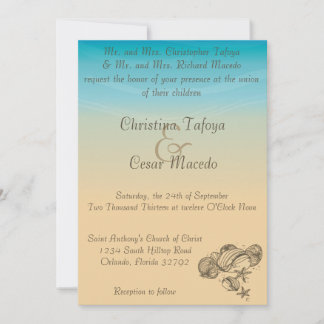 Convite para casamento Ocean Beach Shore Seashells