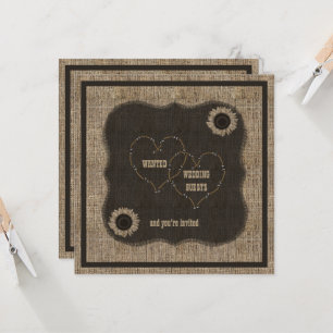Convite para Casamento Ocidental de Country Burlap