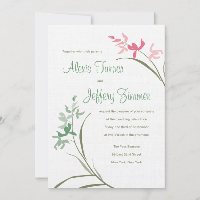 Convite para Casamento Orquídeo - Clover e Guava (Frente)