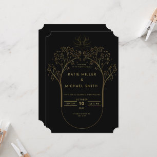 convite para casamento ouro