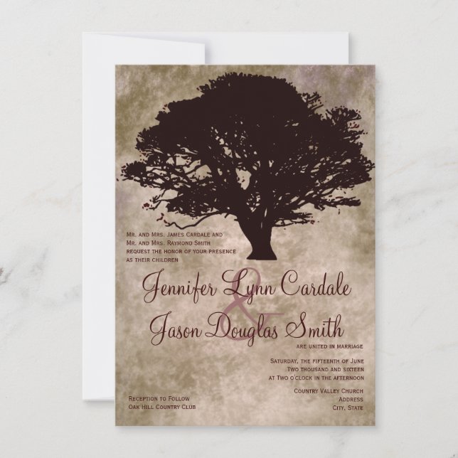 Convite para Casamento outono de Silhueta de Árvor (Frente)