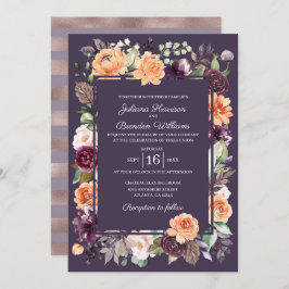Convite para Casamento outono Floral Pêssego
