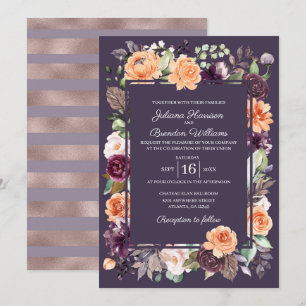 Convite para Casamento outono Floral Pêssego