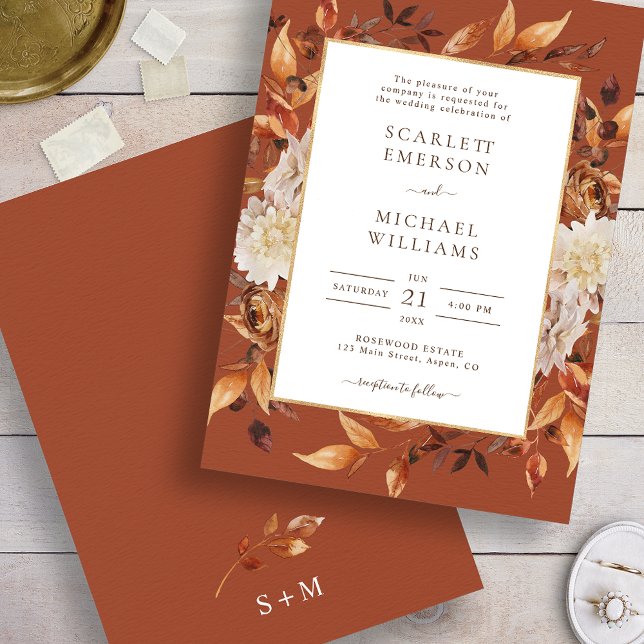 Convite para Casamento outono Terracotta (Terracotta Fall Wedding Invitation
)