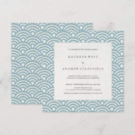 Convite para Casamento Padrão Azul Elegante + Bran