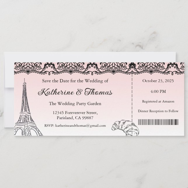 Convite para casamento, Papel de carta de casament (Frente)