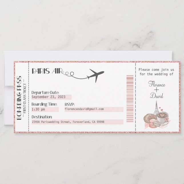 Convite para casamento, Papel de carta de casament (Frente)