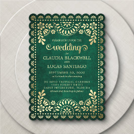 Convite para Casamento Papel Picado Verde