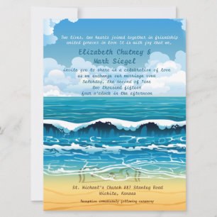 Convite para casamento para ondas de praia de 6,5 
